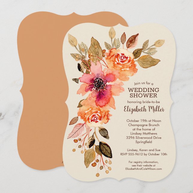 Chute Floral Swag nuptiale douche Invitation (Devant / Derrière)