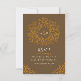 Chute orange brun feuille monogramme RSVP mariage