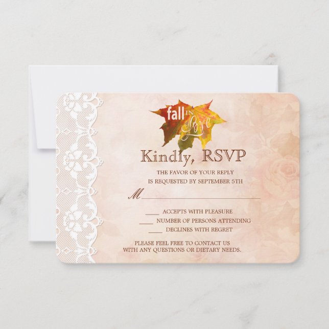 Chute romantique en amour Mariage RSVP Invitation (Devant)