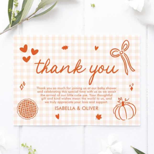 Chute Whimsical Un Petit Cutie Carte de remercieme (Fall Whimsical A Little Cutie Pie Thank you card)