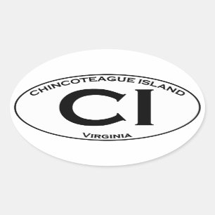 Ci - Chincoteague Insel-Oval-Logo Ovaler Aufkleber
