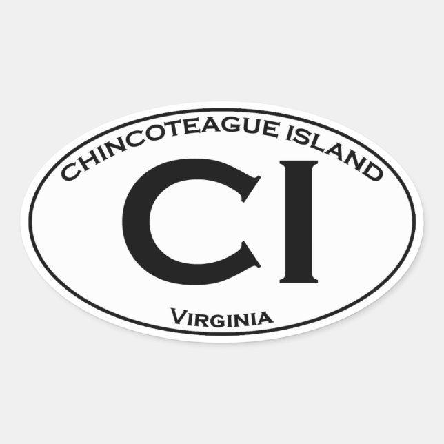 CI - Chincoteague Island Oval Logo Ovaler Aufkleber (Vorderseite)