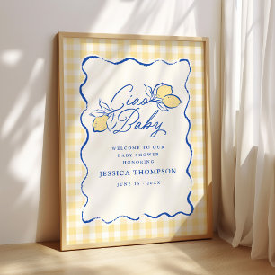 Ciao Baby Amalfi Zitronen Blau & Gelb Baby Shower Poster