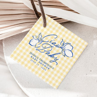 Ciao Baby Amalfi Zitronen Blau und Gelb Baby Showe Geschenkanhänger