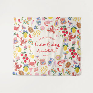 Ciao Baby Baby Shower Personalisiert Italienisch Wandteppich