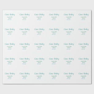 ciao baby blau grün pastell baby shower name datum geschenkpapier