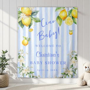 Ciao Baby Blue Citrus Lemons Baby Shower Hintergru Wandteppich