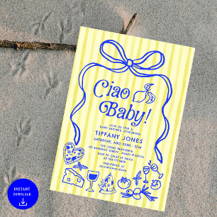 Ciao Baby Blue Yellow Italian Lemons Baby Dusche Einladung