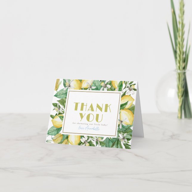 Ciao Baby Citrus Lemon Baby Shower Dankeskarte (Vorderseite)