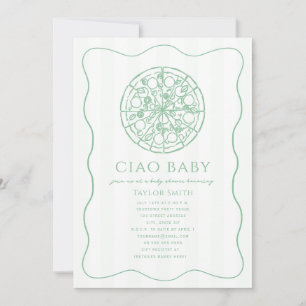 Ciao Baby Grüne Pizza Neutrale Babyparty Einladung