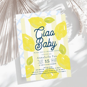 Ciao Baby Handbemalte Limoos Blau Jungen-Baby-Part Einladung