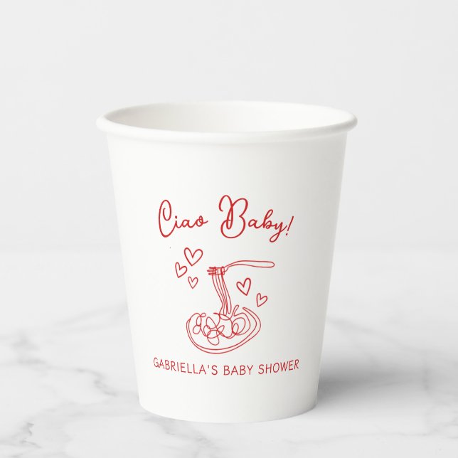 Ciao Baby! Handgezeichnete italienische Pasta Baby Pappbecher (Vorderseite)