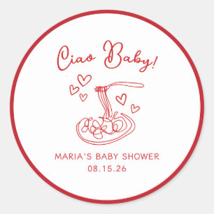 Ciao Baby! Handgezeichnete italienische Pasta Baby Runder Aufkleber