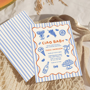 Ciao Baby Handgezogene italienische Babydusche Einladung