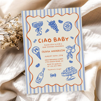 Ciao Baby Handgezogene italienische Babydusche Einladung