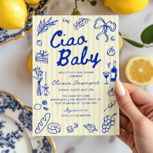 Ciao Baby Italian Bambino Hand Drawn Baby Dusche Einladung