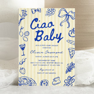 Ciao Baby Italian Bambino Hand Drawn Baby Dusche Einladung