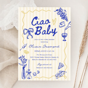 Ciao Baby Italian Bambino Hand Drawn Baby Dusche Einladung