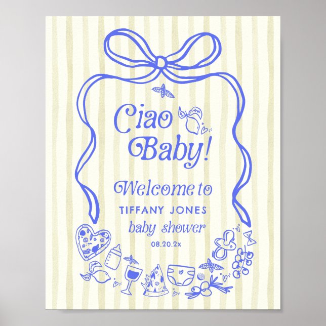 Ciao Baby Italian Lemons Baby Dusche Begrüßungszei Poster (Vorne)