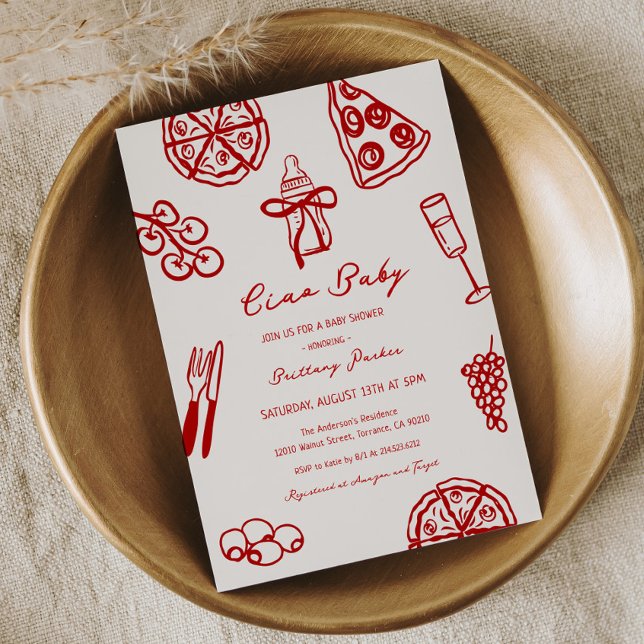 Ciao Baby Italian Pizza Themed Baby Dusche Einladung (Von Creator hochgeladen)