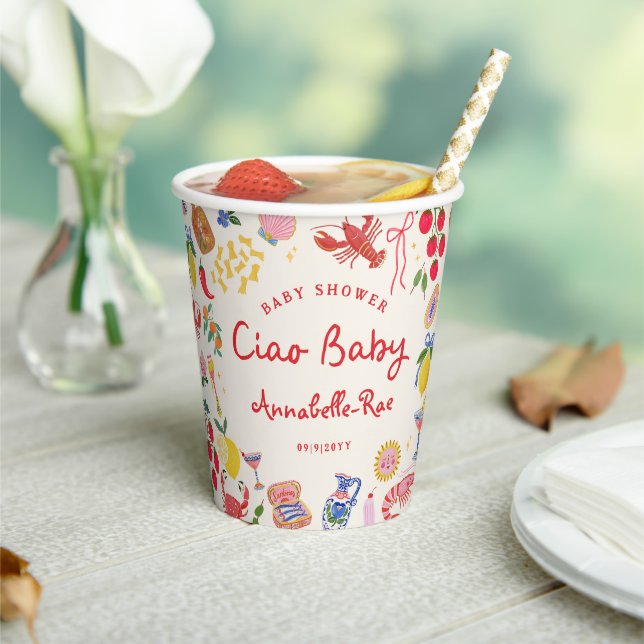 Ciao Baby Italienisch Thema Baby Shower Med Pappbecher (In Situ)