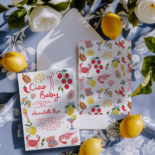 Ciao Baby Italienische Babyparty Pink Rot Italieni Einladung
