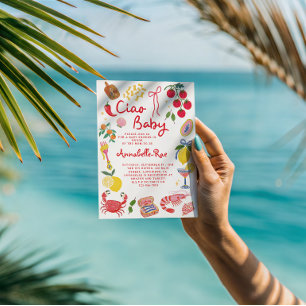 Ciao Baby Italienische Babyparty Pink Rot Italieni Einladung