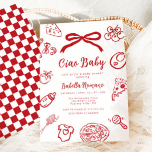 Ciao Baby Italienische handgezeichnete Pizza Baby  Einladung