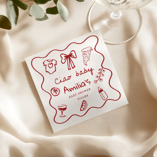 Ciao Baby Italienische Pizza Doodle Baby Shower Se Serviette