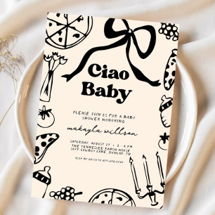 Ciao Baby Italienische Pizza Handgezeichnete Babyp Einladung