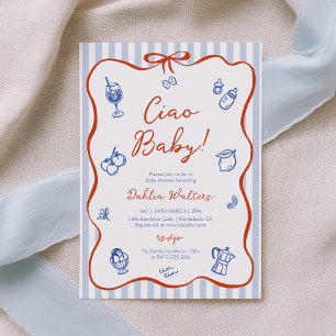 Ciao Baby Italienische Rot Blaue Babyparty-Einladu Einladung
