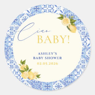 Ciao Baby Italienische Zitronen-Baby-Party Runder Aufkleber