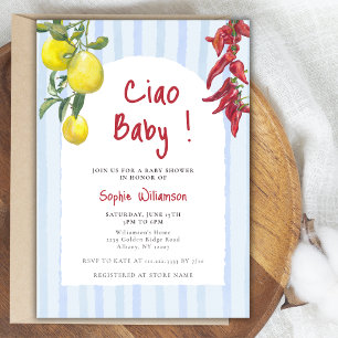 Ciao Baby Italienische Zitronen Blaue Streifen Bab Einladung