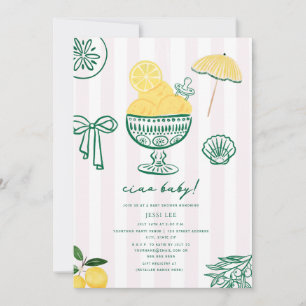 Ciao Baby Italienische Zitronen-Mädchen-Baby-Party Einladung