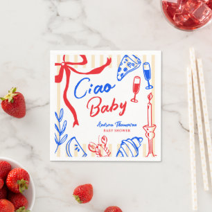 Ciao Baby Italienischer Bambino Handgezeichnete Ba Serviette