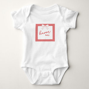 Ciao Baby! Italienisches rotes Gingham-Schleifen-B Baby Strampler