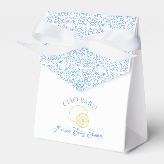 Ciao Baby! Lemon Blue Italian Baby Dusche Geschenkschachtel (Vorderseite)