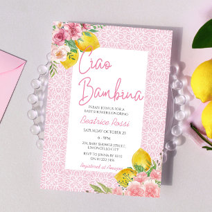 Ciao Baby Lemon Girl Pink Italienische Babydusche Einladung