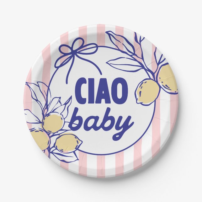 CIAO BABY Lemon Mediterranes Amalfi Pappteller (Vorderseite)