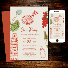 Ciao Baby Line Work Italian Pizza Baby Shower Einladung