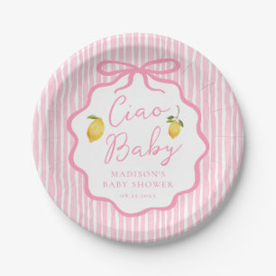 Ciao Baby Pink Italian Lemon Baby Shower Pappteller