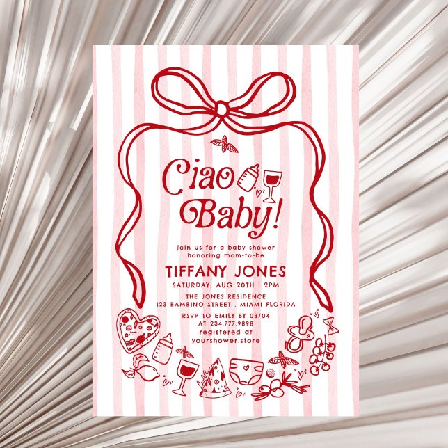 Ciao Baby Red Whimsical Italienische Lemons Baby D Einladung (Von Creator hochgeladen)