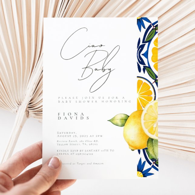 Ciao Baby Shower Lemon thematische Dusche Einladung (Von Creator hochgeladen)