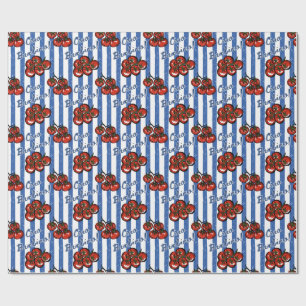 Ciao Baby-Tomate blau italienische Babyparty Geschenkpapier