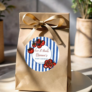 Ciao Baby Tomate blau italienisches Baby Shower Ge Runder Aufkleber
