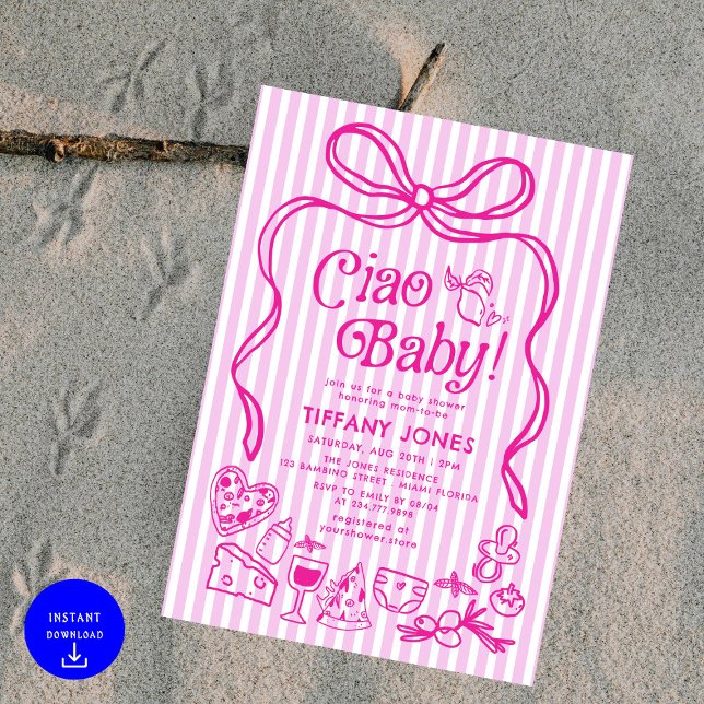Ciao Baby Whimsical Italian Lemons Baby Dusche Einladung (Von Creator hochgeladen)