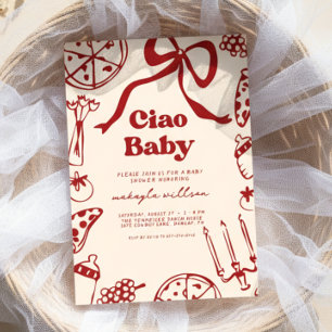Ciao Baby Whimsical Italian Pizza Babyparty Einladung