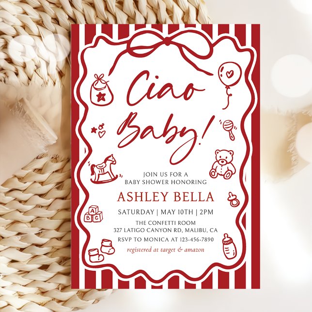Ciao Baby Whimsical Italienische Babydusche Einladung (Von Creator hochgeladen)