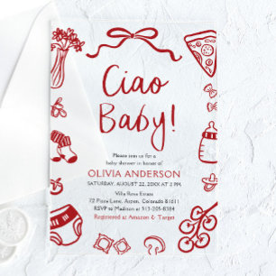 Ciao Baby Whimsical Italienische Pizza Niedlich Ba Acryleinladungen