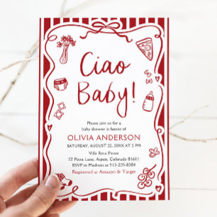 Ciao Baby Whimsical Italienische Pizza Niedlich Ba Einladung
